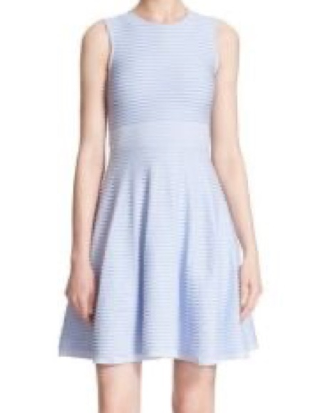 Ted Baker Pale Blue Textured Sleeveless Flare Dress - Picture 2 of 6
